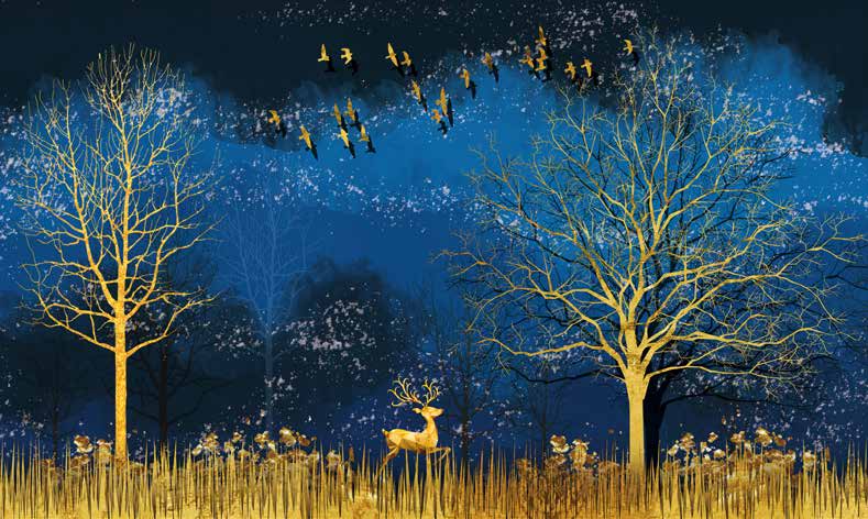 ورق حائط بوستر Chinese Deers & Panels & Geometric | 23257