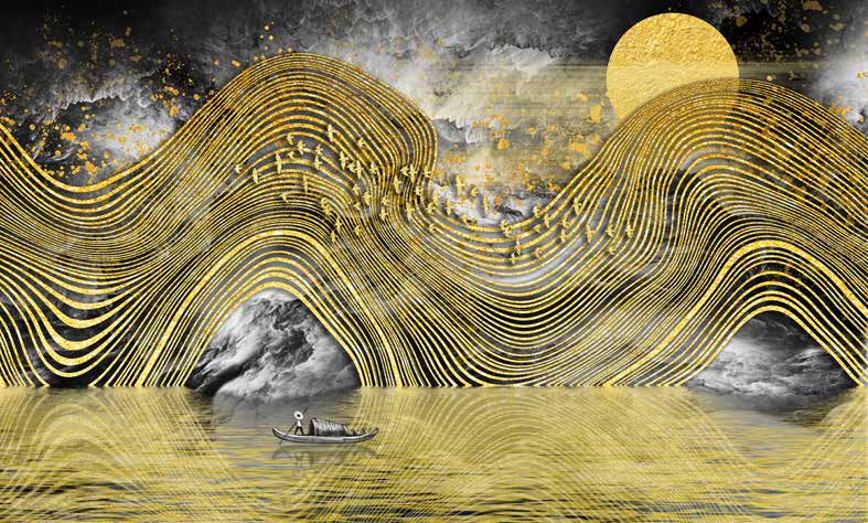 Poster Wallpaper Chinese Deers & Panels & Geometric | 23259