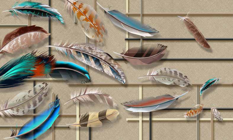 Poster Wallpaper Palm & Feathers | 23056