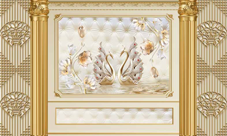 ورق حائط بوستر Chinese Deers & Panels & Geometric | 23331