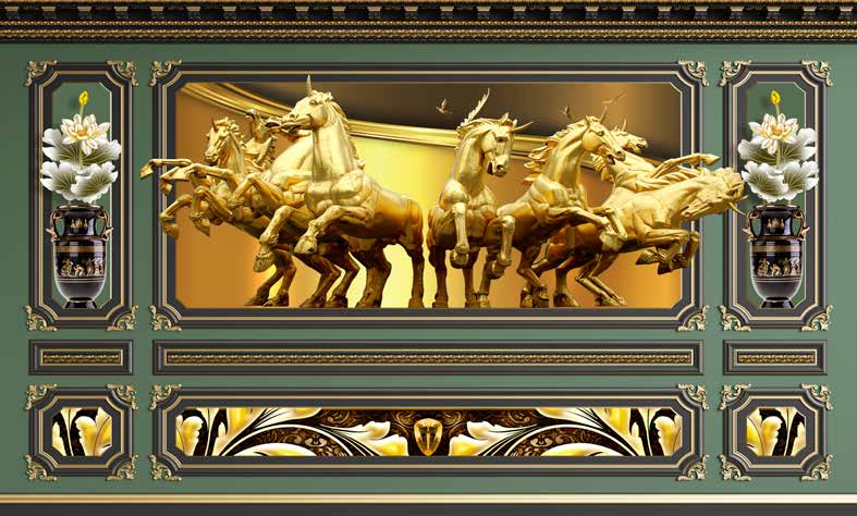 Poster Wallpaper Chinese Deers & Panels & Geometric | 23292