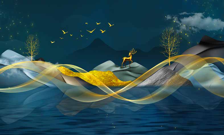 Poster Wallpaper Chinese Deers & Panels & Geometric | 23272