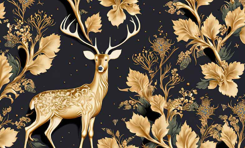 ورق حائط بوستر Chinese Deers & Panels & Geometric | 23288