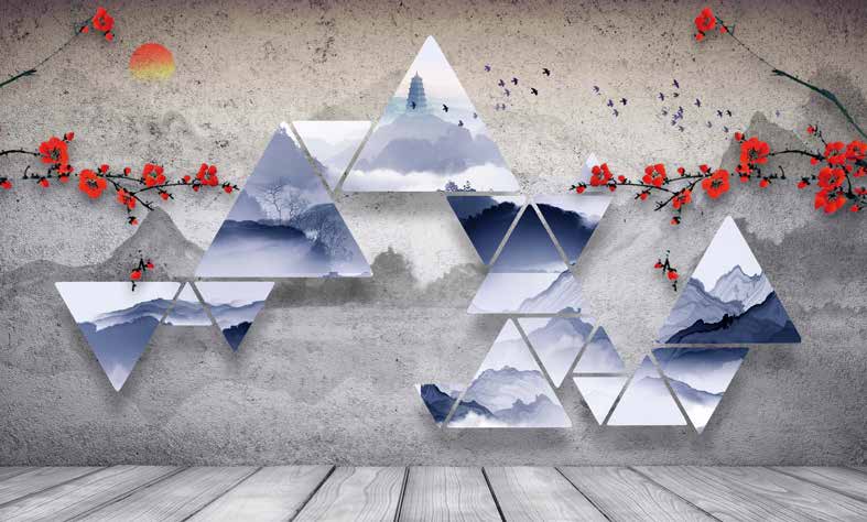 ورق حائط بوستر Chinese Deers & Panels & Geometric | 23348
